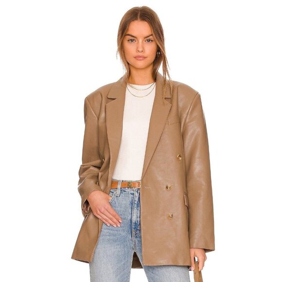PISTOLA Roman Oversized Double Breasted Blazer Taupe Womens Size Large - Picture 1 of 10